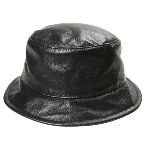 Black Real Leather Fisherman Hat - Leather-Hats.com